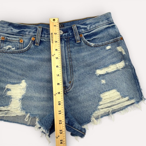 Abercrombie & Fitch Annie High Rise Shorts Womens 27 Distressed Frayed Denim NWT - Picture 13 of 14
